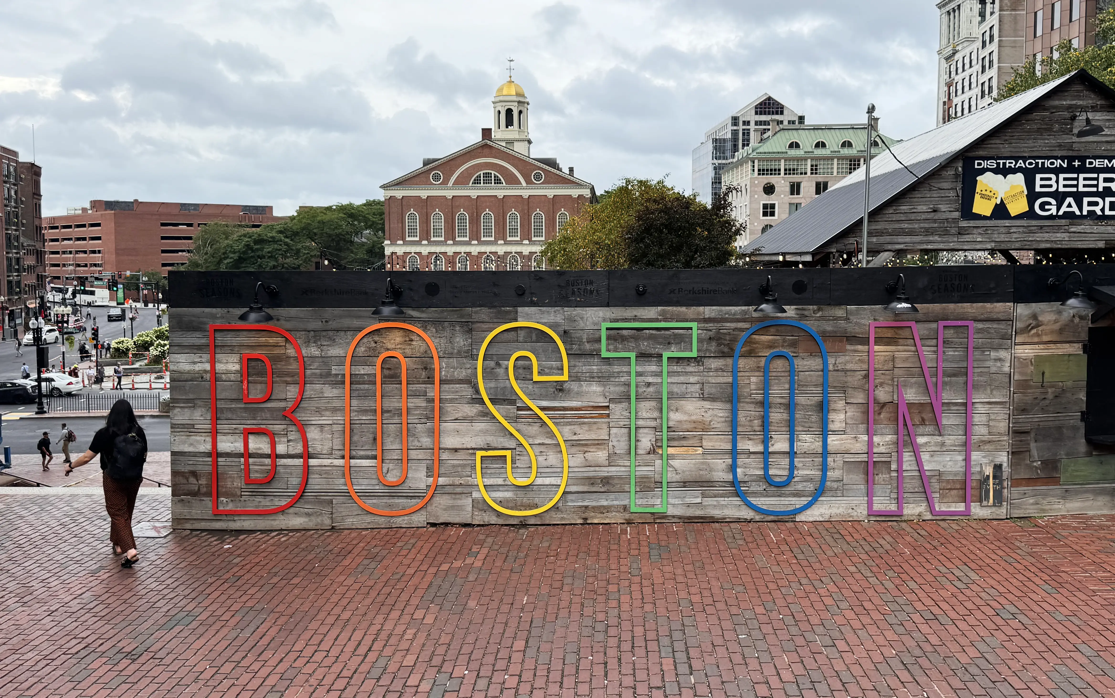 A street in front of Boston city hall.